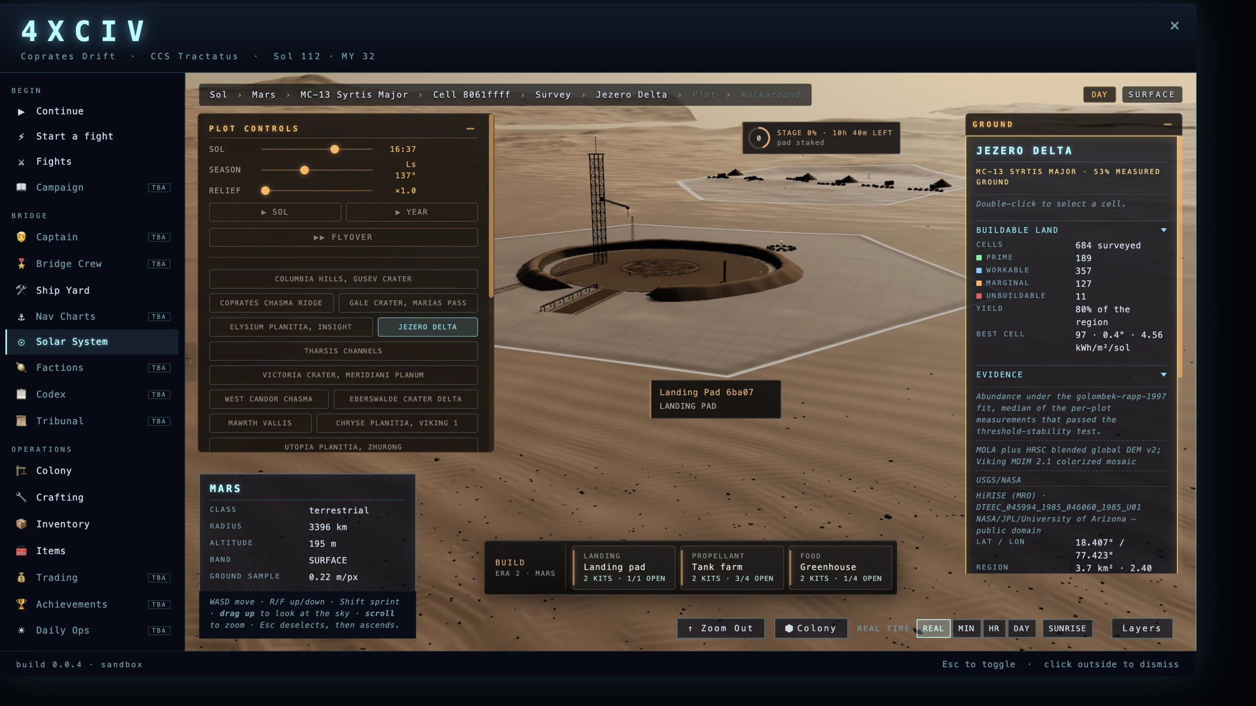 Colony landing pad on Jezero terrain